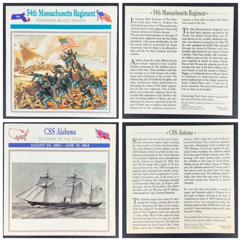 Set of 8 Stephen T. Foster Civil War information cards.